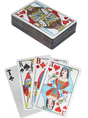Карты игральные пластиковые "5000" 54 шт серебристые ИНК-0129