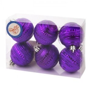 Новогоднее подвесное украшение Шар Сатурн фиолетовый из полистирола. Набор из 6 шт. / 6см арт.75996