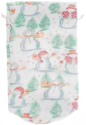 Мешок новогодний для подарков Снеговик и Елка из полиэстра 30x15 42537