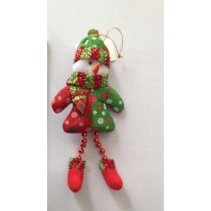 Украшение новогоднее подвесное Снеговик красно-зел 42528