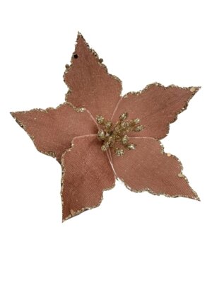 Елочное украшение Розовый цветок из полиэстера, на клипсе из черного металла 15*15*6см 86977