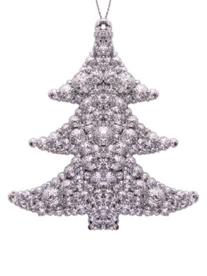 Новогоднее подвесное елочное украшение Елочка в серебре из полипропилена 9х9,5см 75063