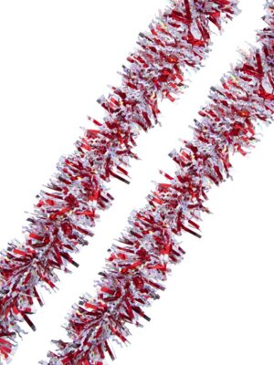 Мишура из ПЭТ КРАСНАЯ С СЕРЕБРОМ 9x200 75739