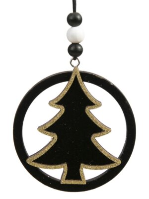 Новогоднее подвесное украшение Черная елочка из древесины тополя 7,9x8,3x0,8см 82474