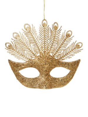 Новогоднее подвесное украшение Маскарад в золоте из полипропилена 13,5x2x13см 86786