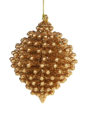 Новогоднее подвесное украшение Шишка в золоте из полипропилена 10,5x7,5x7,5см 86752