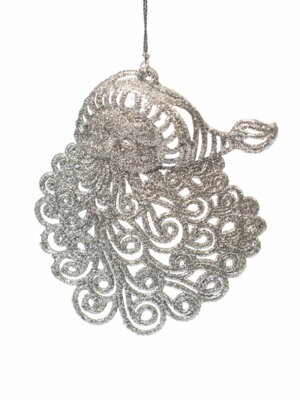 Новогоднее подвесное елочное украшение Санта серебряный из полипропилена / 9х11см 75080