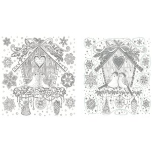 Новогоднее оконное украшение Скворечник из ПВХ пленки 80039