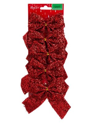 Новогоднее украшение Бант Кружевные бантики из полиэстера набор из 5шт 11x10x1,3см 87189