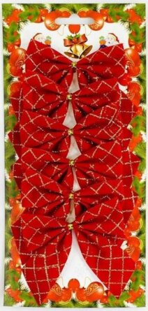 Украшение новогоднее БАНТ Красные в клетку арт.42774 / 8х8