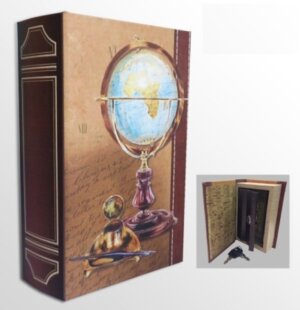 Шкатулка сейф 17х11х5см Глобус МДФ с дверцей из черн металл 39516