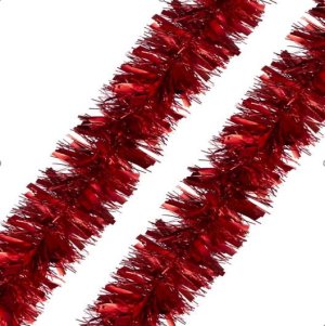Новогодняя мишура из ПЭТ 200*15см Красная 91113