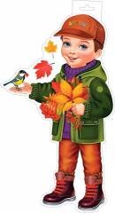 0-35-039 Плакат фигурный Мальчик с птичкой