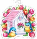 0-35-8025 Плакат фигурный Птички с домиком