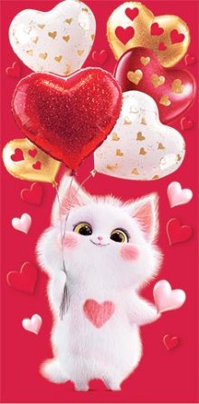 4-15-14058 Конверт Котик с воздушными сердцами