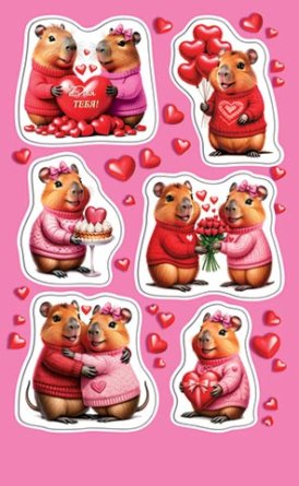 0-11-14146 Наклейки Милые капибары