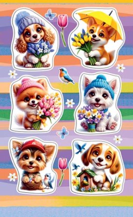 0-11-8055 Наклейки Милые собачки