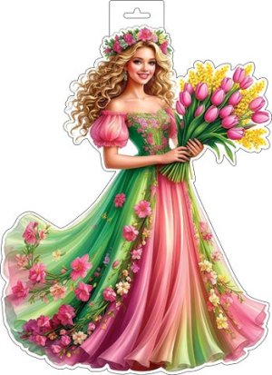 0-35-8034 Плакат фигурный Девушка весна