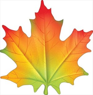Украшение на скотче Кленовый лист оранжево красно зеленый
