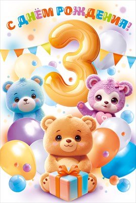 Открытка С Днем Рождения 3 года