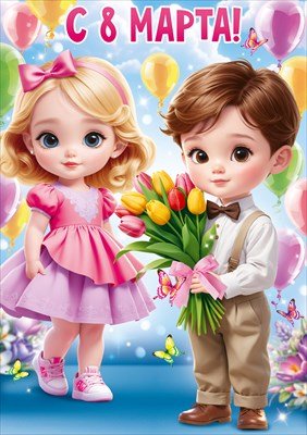 Плакат С 8 Марта Дети