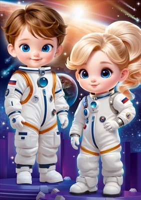 Плакат Маленькие космонавты