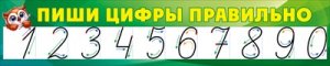 Плакат полоска Пиши цифры правильно