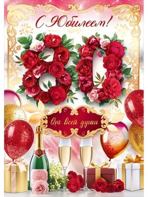 Открытка С Юбилеем 80 лет жен 9.0001125