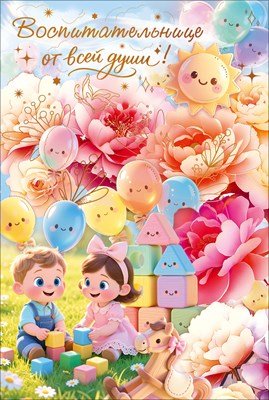 Открытка Воспитательнице от всей души 9.0002046