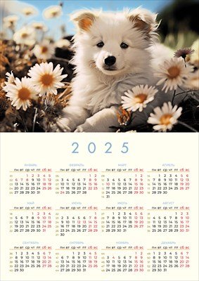 Кал 2025 Лист А4 Песик в ромашках 16.17.00838