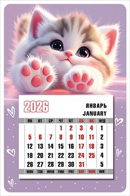 Календарь магнитный 2026 Пушистые лапки