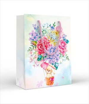 Бумажный пакет Зайка в корзинке