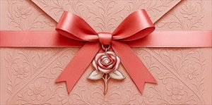 Конверт Без надписи Пудровый бант и роза жен 1.0000857