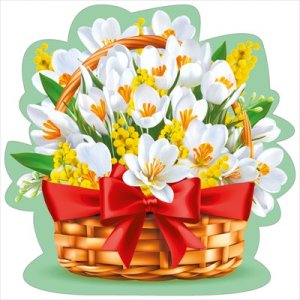 Украшение Весенняя корзина Белые крокусы