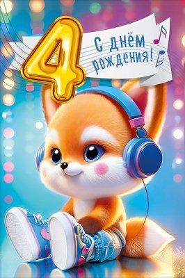 Открытка С Днем рождения 4 года