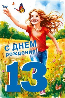 Открытка С Днем рождения 13 лет 7.0000811
