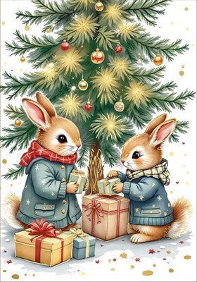 Открытка мини Без надписи Накануне Нового года 7.0000905