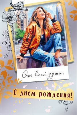 Открытка С Днем рождения От всей души жен 7.0001307