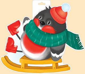 Плакат фигурный мини Снегирь на санках