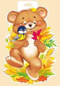 Плакат фигурный мини Мишка с синицей