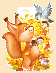 Плакат фигурный мини Белка с птицей