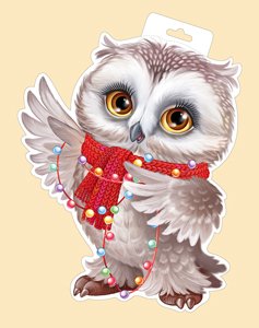 Плакат фигурный мини Сова с гирляндой