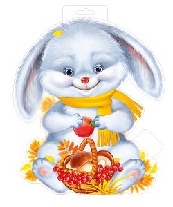 Плакат фигурный мини Зайчик с грибами 