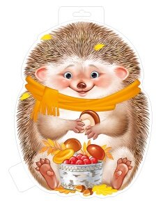 Плакат фигурный мини Ёжик с грибами