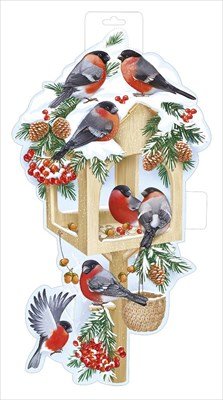Плакат фигурный Кормушка со снегирями