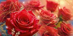 Конверт Без надписи Красные розы жен