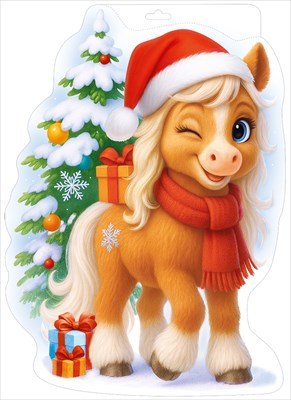 Плакат фигурный Лошадка с елкой 3.0001357