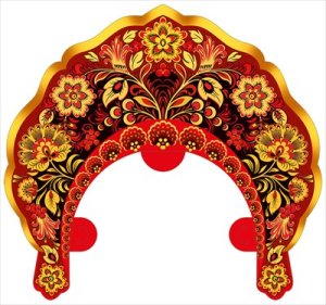 Кокошник Красное черное и золото 3.0001756