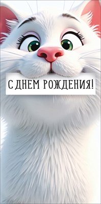 Конверт С Днем рождения Белый кот подр 3.0001968