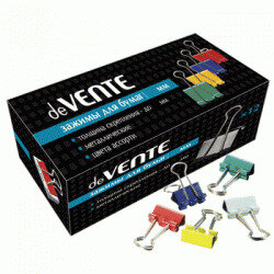 Зажимы для бумаг 19мм металлический цв асс 12шт/уп 4131314